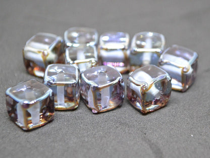 Gray lavender square beads, Dusty Purple cube beads, 12mm square beads, Gray cube beads, Dimond gray spacer beads, Gray lampwork,Murano bead