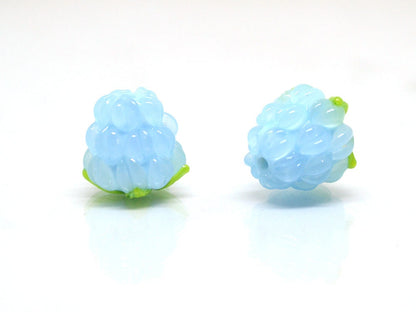Sky blue lampwork raspberry, Gloss Glass berries, Lampwork berry beads, Berry fruit beads, Glass Raspberry, Tiny Food lampwork beads