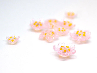 clear pink glass beads artisan lampwork beads set wedding set of beads wedding beads tender glass beads Floral glass beads glass flower bead