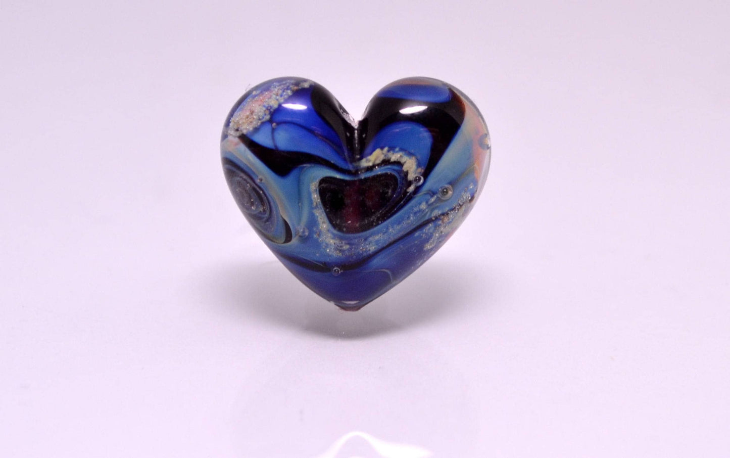 blue heart jewelry romantic bead wedding jewelry making glass heart sea glass bead shaped necklace blue artisan lampwork glass color heart