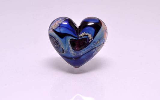 blue heart jewelry romantic bead wedding jewelry making glass heart sea glass bead shaped necklace blue artisan lampwork glass color heart