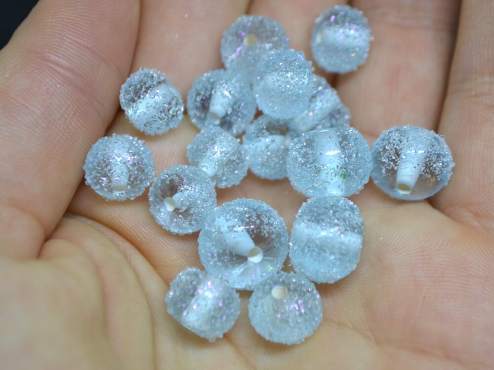 Blue frosted beads, Sugar Glitter bead, Winter glass beads, Sugar lampwork beads, Artisan lampwork, Stardust glass beads, Christmas beads