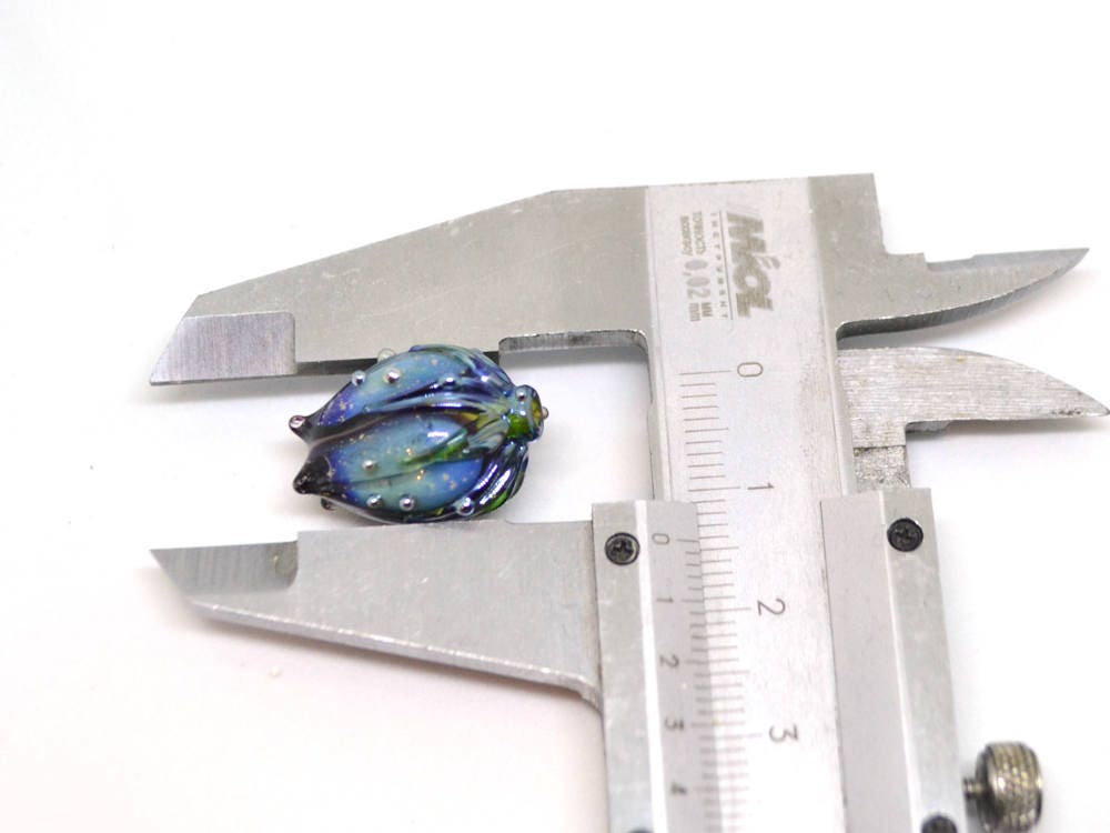 glitter blue glass beads dark blue purple sparkle bead bling beads stardust beads flower lampwork bead floral pendant sparkly dichroic glass