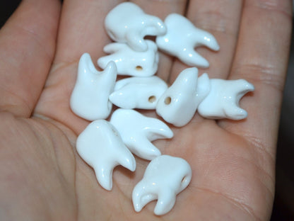 Glass tooth beads, Horizontal hole, Dentist gift, Human Teeth beads, Dentist beads funny, Handmade beads, Teeth jewelry, Teeth necklace