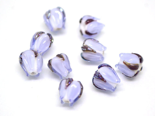 Lavender small lampwork beads, Light purple flower beads, Tiny glass beads, 7mm flower beads, Artisan lampwork