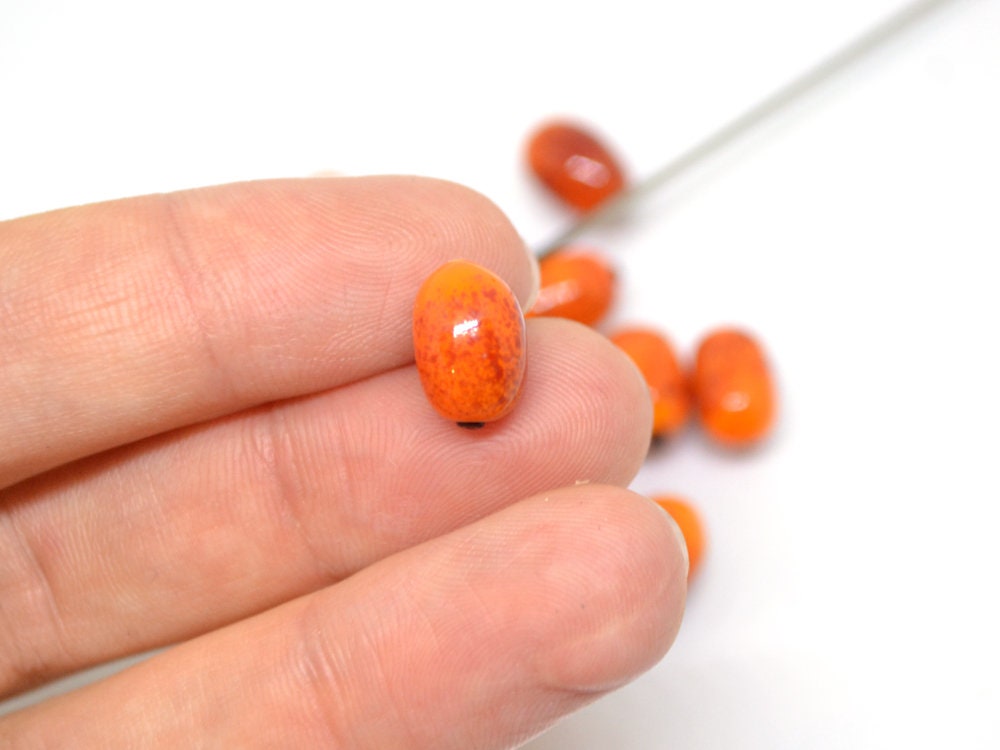 Glass sea buckthorn beads 2 pcs, Orange Glass berry, Orange lampwork beads,  Lampwork berries, Artisan lampwork, half-drilled beads