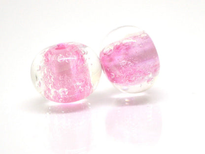 Pink Bubble beads, Glass handmade lampwork, Pink glass beads, Jewelry making, Pastel beads, SRA Artisan lampwork bracelet necklace beads set