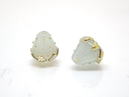 Pale blue berry beads with gold, Blue gold strawberry beads, Tiny glass beads, Blue 7mm beads, Handmade lampwork