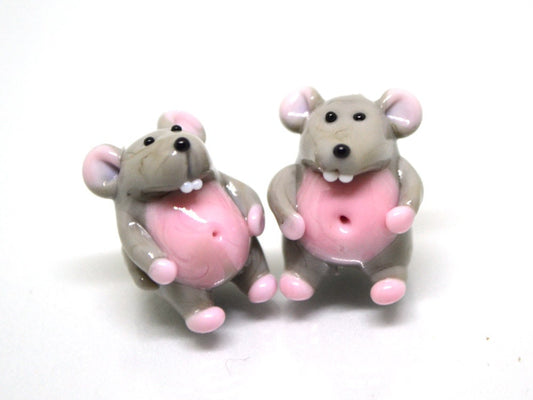 Glass Rat beads, Rat pendant charm, Tiny mouse bead, Jewelry making, Year of the rat, chinese new year, new year gift, Symbol of the year