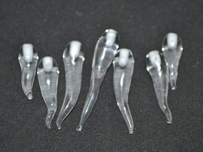 Clear Lampwork Icicle, Handmade lampwork, Icicle Glass Beads, Icicle jewelry, Winter jewelry, Christmas beads, Icicle pendant, half-drilled