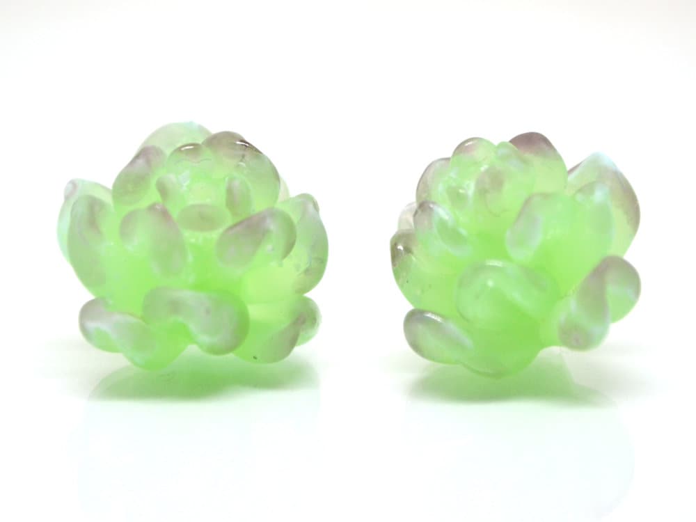 Glass succulent beads, Matte glass beads, Frosted glass beads, Home flowers,Cactus miniature,Succulent sculpture, Cacti figurine,Tiny cactus