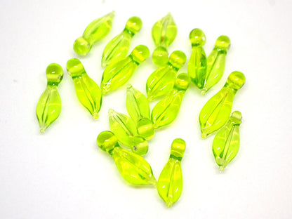 Salad Green Lampwork leaves, Glass leaf beads, Top drilled leaf beads, DIY Jewelry, Glass Leaf charm, Light Green Floral lampwork