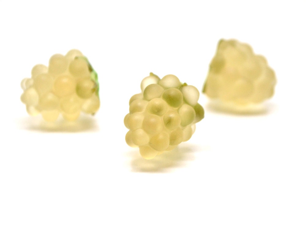 lampwork yellow raspberry, Frost glass berries, Lampwork berry, Lampwork fruit beads, Glass Raspberry