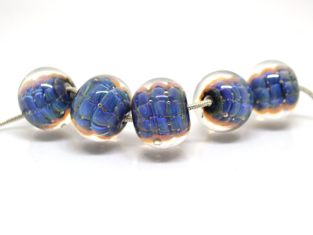 glass beads set for bracelet making lampwork beads blue glass beads green crocodile stripes beads reptile artisan lampwork rondelle lampwork