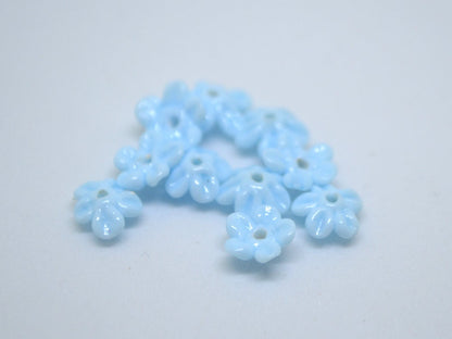 Opaque blue Mini flower beads, Blue spacer beads, Wedding lampwork, Flower bead caps, Something blue, Tiny flowers, Blue wedding beads