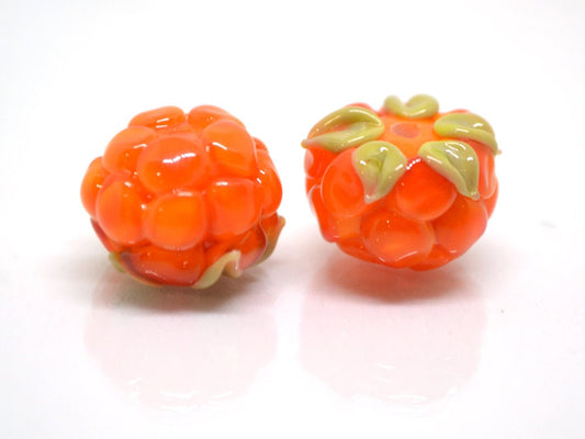 Orange glass berries, Lampwork cloudberry beads, Lampwork berry, Lampwork fruit beads, Handmade glass beads, Berry jewelry