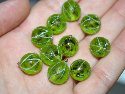 Glass gooseberry beads, Lampwork gooseberry beads, Glass berries, Gardener gift, Fruit sculpture, Forrest berry, Garden berry, Half drilled