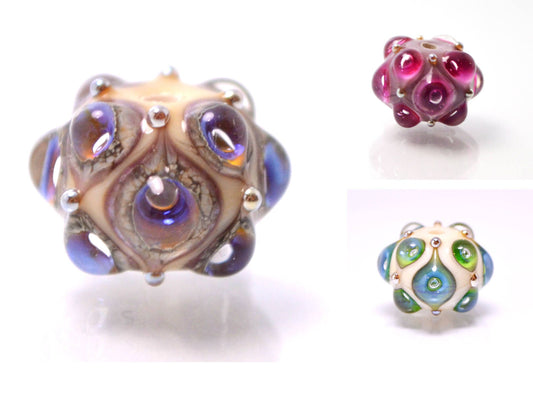 Space Lampwork bead handmade purple ivory lilac lampwork focal bead artisan lampwork bead lampwork bracelet  Jewelry Supply rondelle