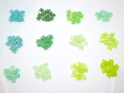 small flower beads green flowers for headband flowers tiara making mini glass flowers green glass flowers transparent frosted lampwork beads