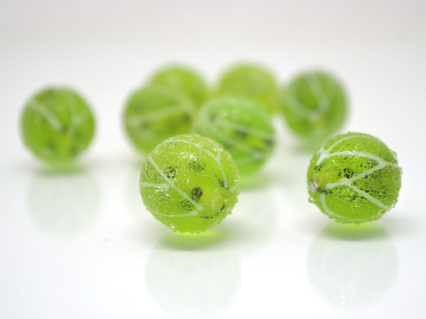 Lampwork gooseberry beads, Green berry beads, Glass berries, Garden berry beads, Glass gooseberry beads, Berry jewelry making