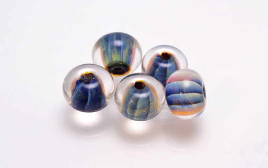 Glass beads for jewelry making set lampwork handmade artisan beads stripe glass beads clear blue rondelle lampwork bead bracelet making bead