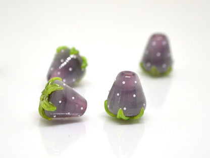 Pale purple Strawberry glass beads, Lampwork berry beads, Lampwork berries, Lampwork strawberry, Berry jewelry, Summer beads