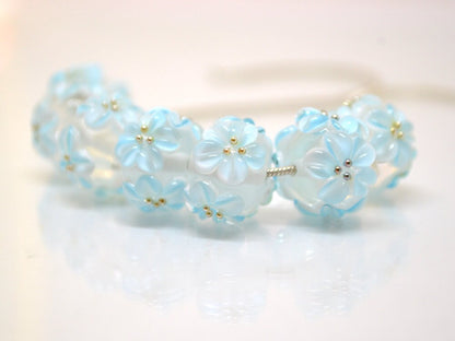 blue flower beads with flower bracelet wedding bridal bracelet making jewelry lampwork handmade artisan lampwork top quality beads tender