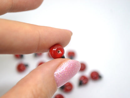 Lampwork ladybug beads