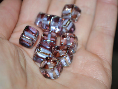 Gray lavender square beads, Dusty Purple cube beads, 12mm square beads, Gray cube beads, Dimond gray spacer beads, Gray lampwork,Murano bead