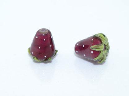 Red wine Strawberry glass beads, Lampwork berry beads, Lampwork berries, Lampwork strawberry, Berry jewelry, Burgundy berry beads