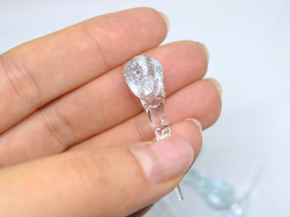 Blue Icicle Glass Beads, Frosted Glass beads, Snow Lampwork, Christmas Beads, Artisan lampwork, Glass Icicle Ornament, Sparkle icicle charm