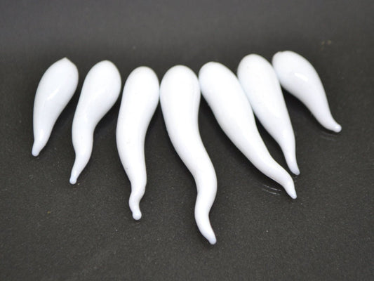 White opaque Lampwork Icicle, Icicle Glass Beads, Christmas beads, Glass Miniature Winter, Icicle pendant, Handmade lampwork, half-drilled