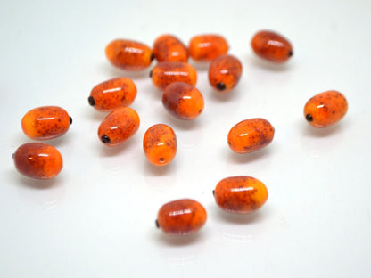 Glass sea buckthorn beads 2 pcs, Orange Glass berry, Orange lampwork beads,  Lampwork berries, Artisan lampwork, half-drilled beads