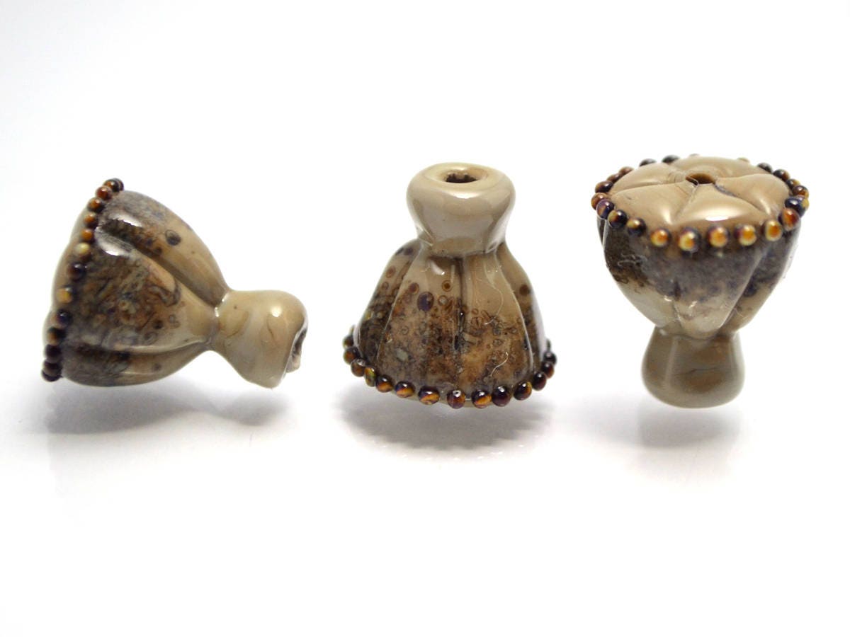 lampwork bead set Red flower glass bead  Floral Lampwork seed box bead artisan lampwork handmade red black bead jewelry making