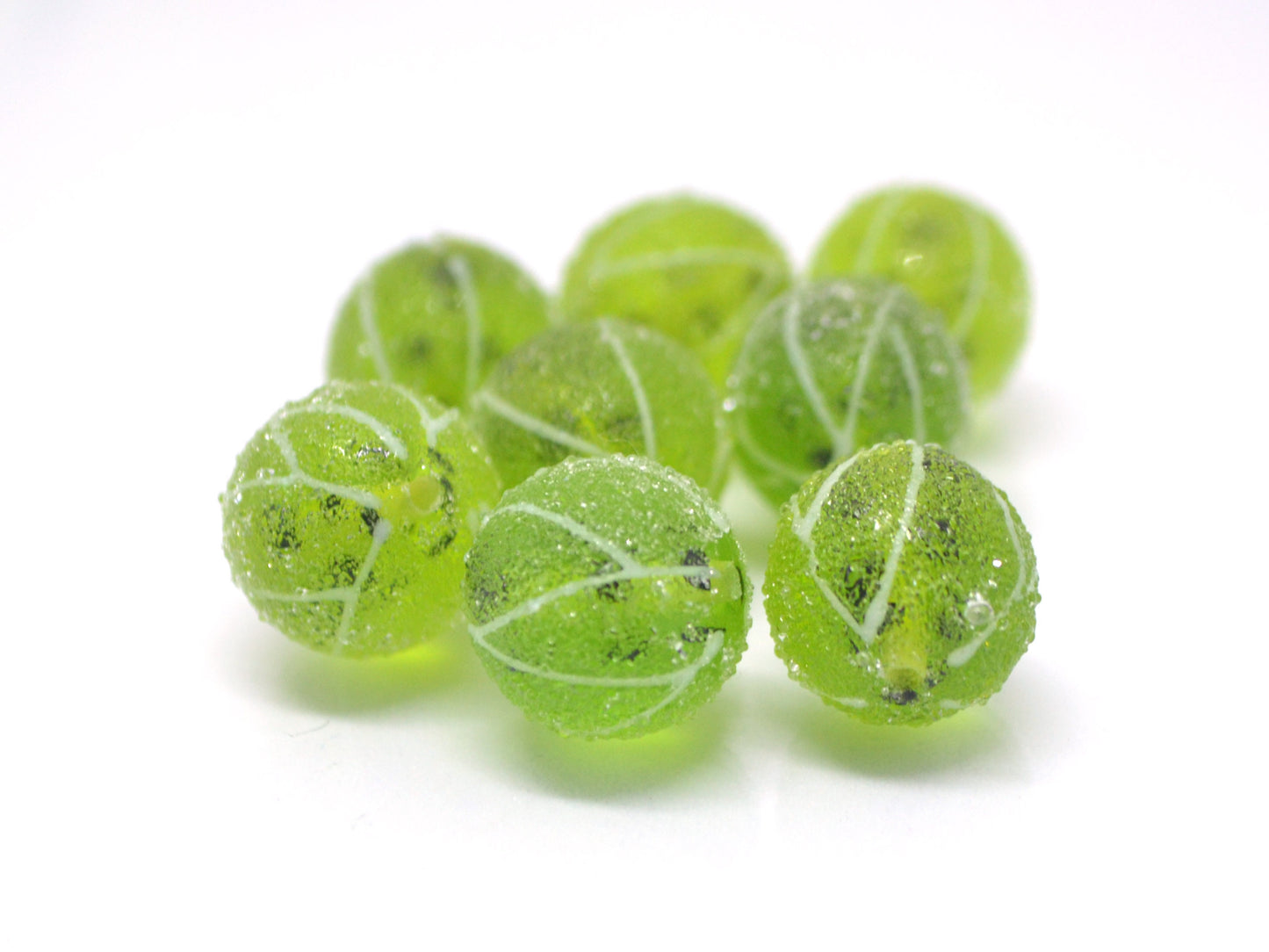 Lampwork gooseberry beads, Green berry beads, Glass berries, Garden berry beads, Glass gooseberry beads, Berry jewelry making