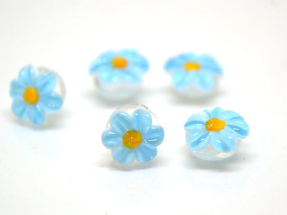 Sky blue Chamomile beads, Lampwork Chamomile flower bead, Aquamarine blue beads, Lentils beads, Blue flower bead, Baby blue, Field flower