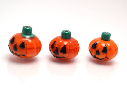 helloween glass pumpkin orange beads artisan lampwork jewelry making set handmade halloween pumpkin mask jewelry cute earrings pendant