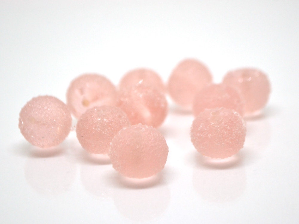 Handmade frosted glass pink beads, Chunky Bubblegum, Gumball bead, sugar coated beads, Artisan lampwork, 13mm glass bead Rondelle pale pink