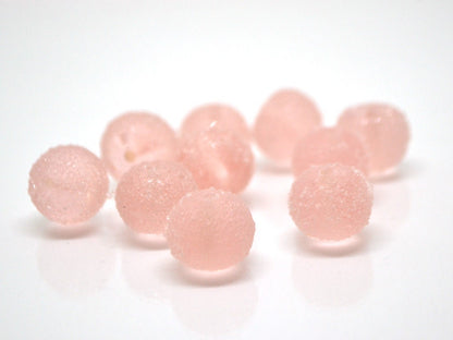 Handmade frosted glass pink beads, Chunky Bubblegum, Gumball bead, sugar coated beads, Artisan lampwork, 13mm glass bead Rondelle pale pink