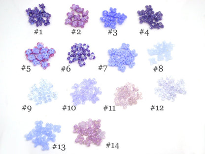 Lavender small flower beads, Purple cute flowers for headband, flowers for tiara making, mini glass flowers, transparent lampwork beads