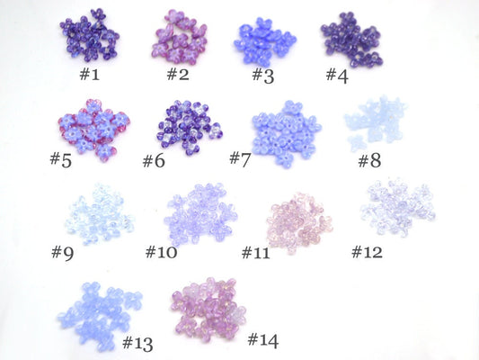 Lavender small flower beads, Purple cute flowers for headband, flowers for tiara making, mini glass flowers, transparent lampwork beads