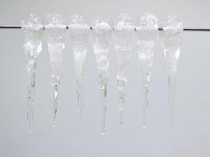 Frosted Icicle Glass Beads, Winter Lampwork, Transparent Glass beads, Xmas Lampwork, Christmas beads, Holiday beads, Artisan lampwork
