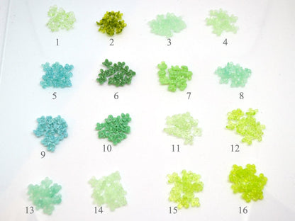 small flower beads green flowers for headband flowers tiara making mini glass flowers green glass flowers transparent frosted lampwork beads