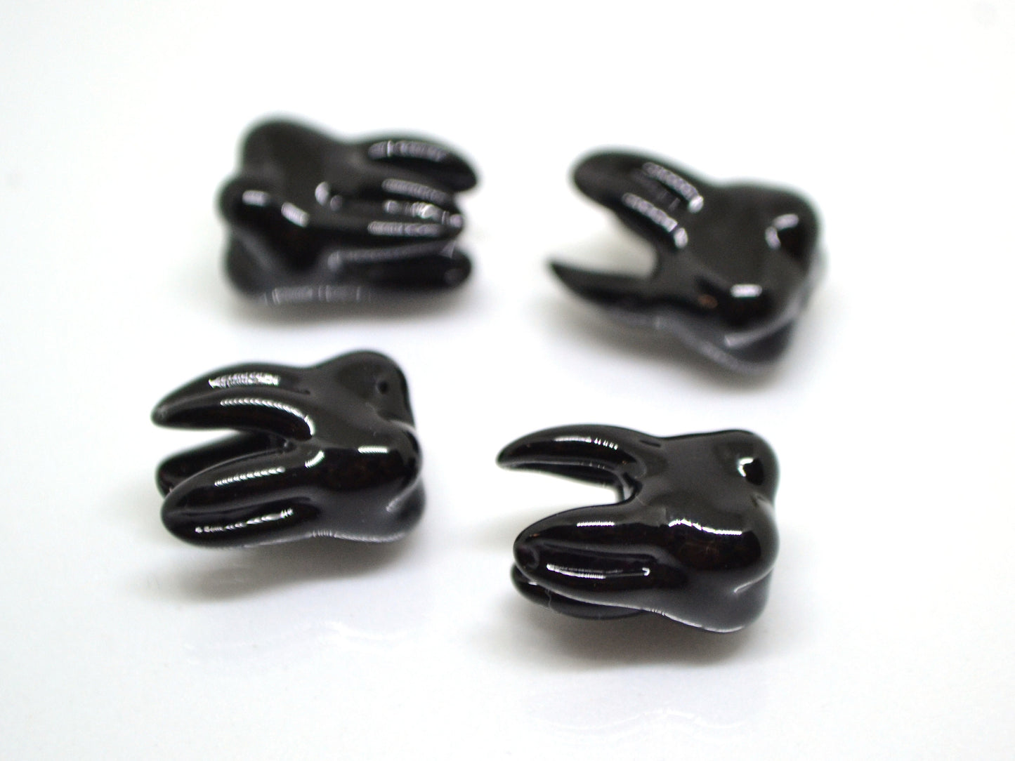 Black Glass tooth beads, Root tooth beads, Molar beads, Dentist gift prank, Teeth beads for jewelry, Lampwork beads, Teeth necklace