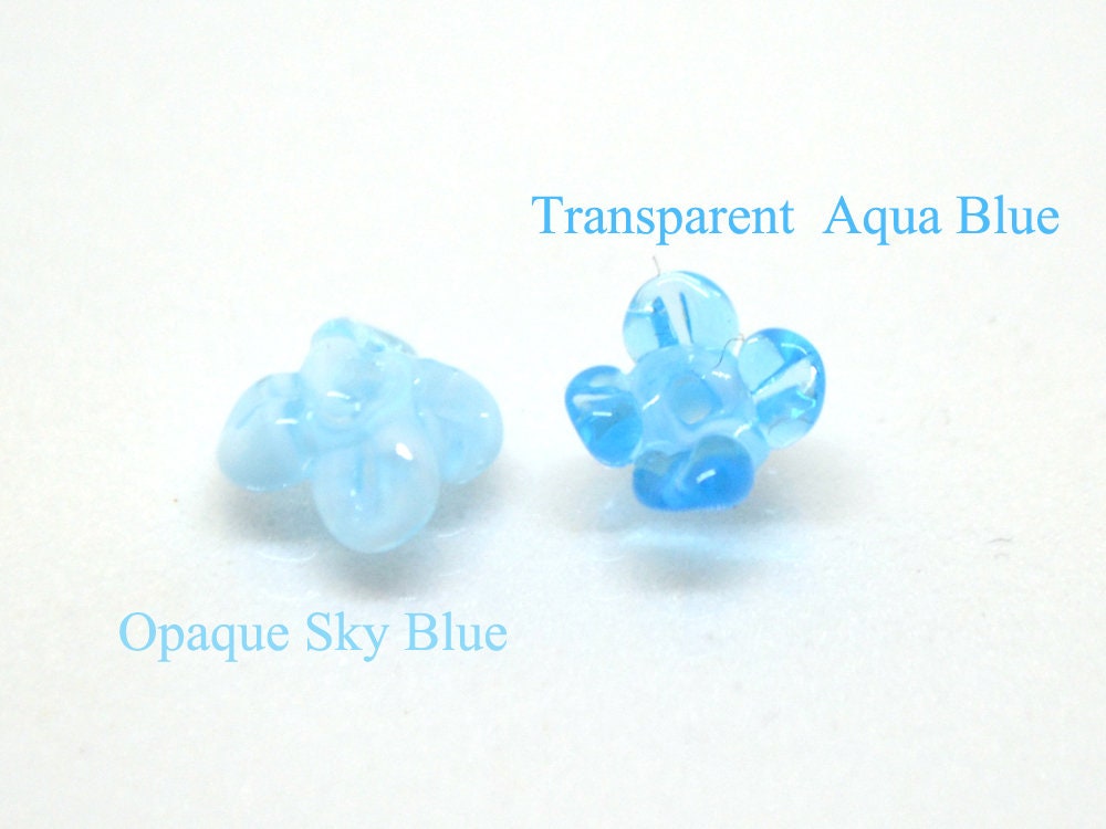 blue flower beads aqua blue sky beads mini flower beads small flower beads something blue tiara crown handmade lampwork beads light blue