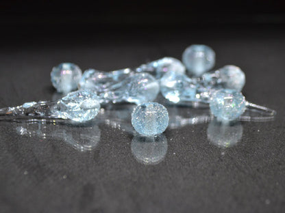 Blue Icicle Glass Beads, Frosted Glass beads, Snow Lampwork, Christmas Beads, Artisan lampwork, Glass Icicle Ornament, Sparkle icicle charm