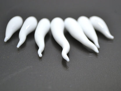 White opaque Lampwork Icicle, Icicle Glass Beads, Christmas beads, Glass Miniature Winter, Icicle pendant, Handmade lampwork, half-drilled