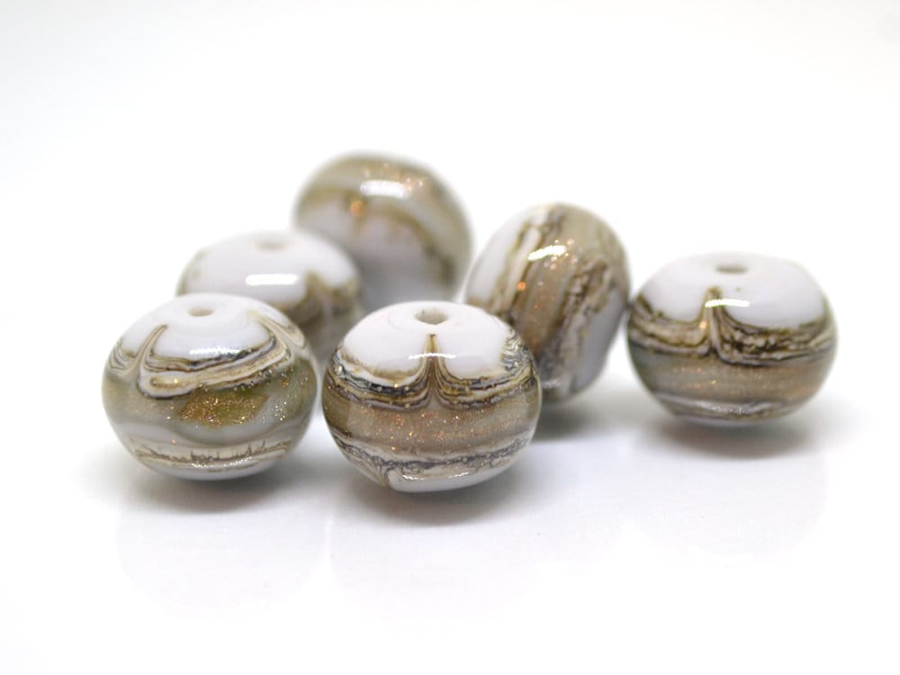 Gray Gold sand glass beads, Gray sparkle Glass beads, Handmade lampwork beads, Artisan lampwork, Rondelle beads,Lampwork Beads set,Glass art