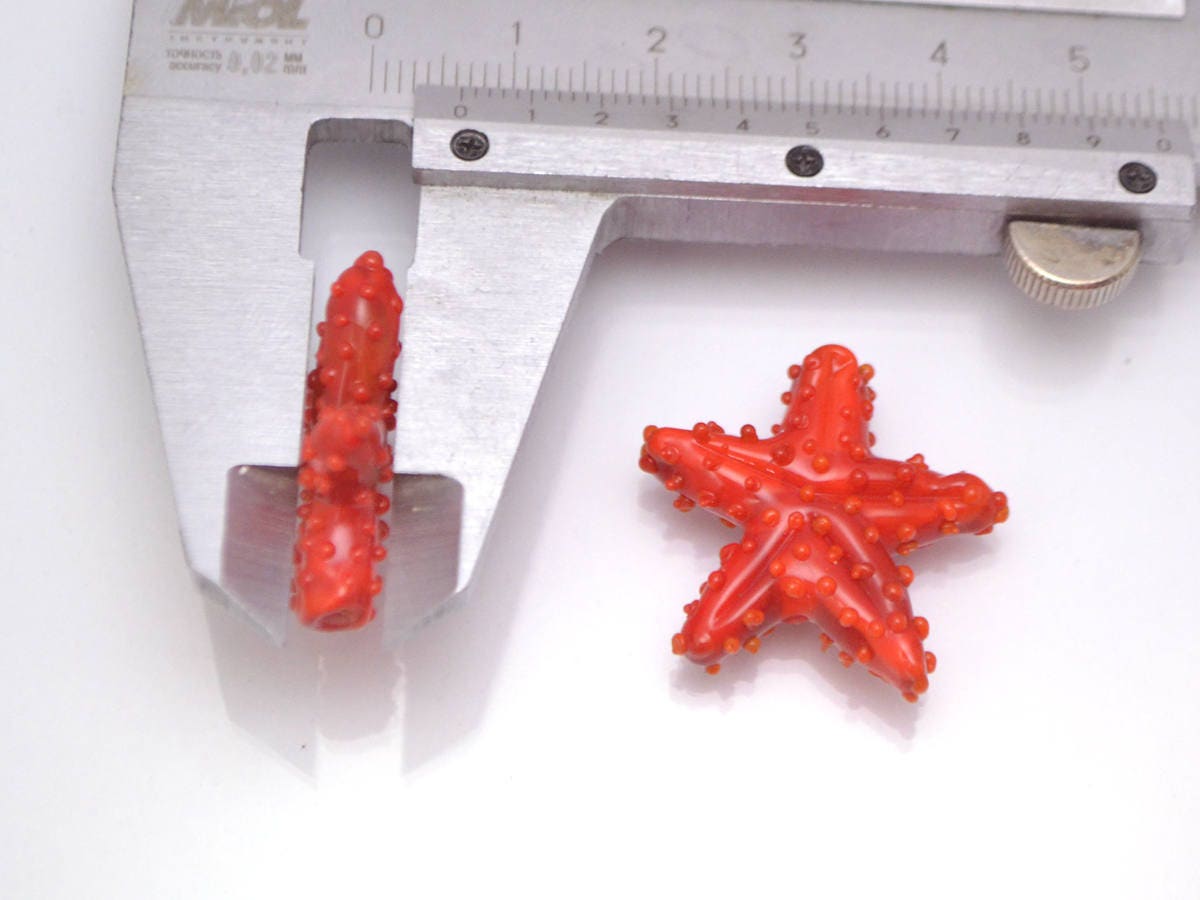 Red lampwork starfish Focal bead pendant Murano glass Lampwork ocean Jewelry marine glass beads Kid jewelry Nautical Jewelry making bead