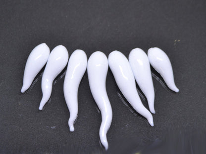 White opaque Lampwork Icicle, Icicle Glass Beads, Christmas beads, Glass Miniature Winter, Icicle pendant, Handmade lampwork, half-drilled